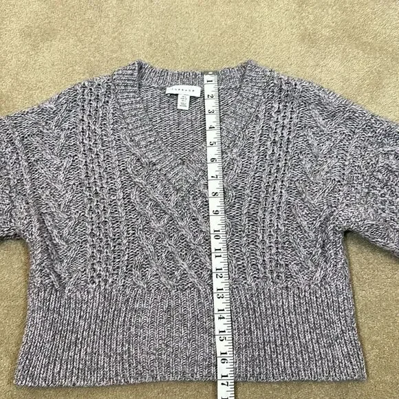 Topshop Purple Grey Knit Crop V-Neck Sweater Women Size 2 - Picture 5 of 8